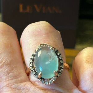 Levian 14k rose gold Aquaprase & Diamond  ring